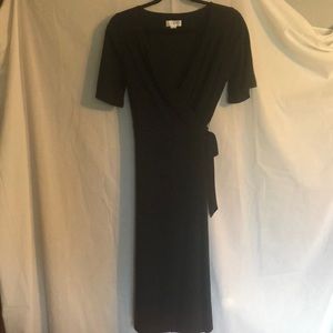 Simple black wrap dress.